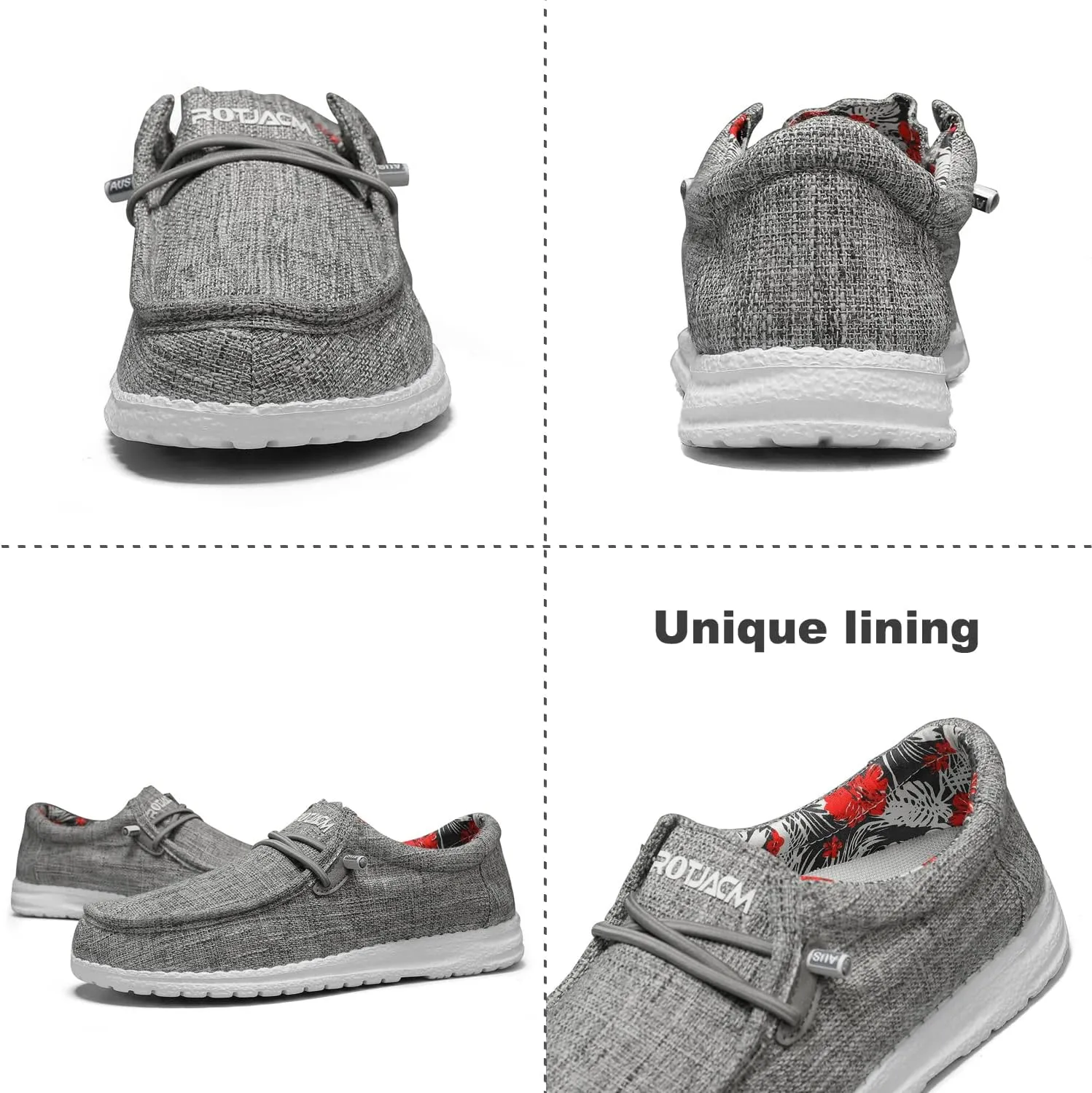 ROTJACM Women's Slip on Cloth Shoes with Arch Support,Plantar Fasciitis Loafers Canvas Comfort Wide Moc-Toe Light Weight Shoes
