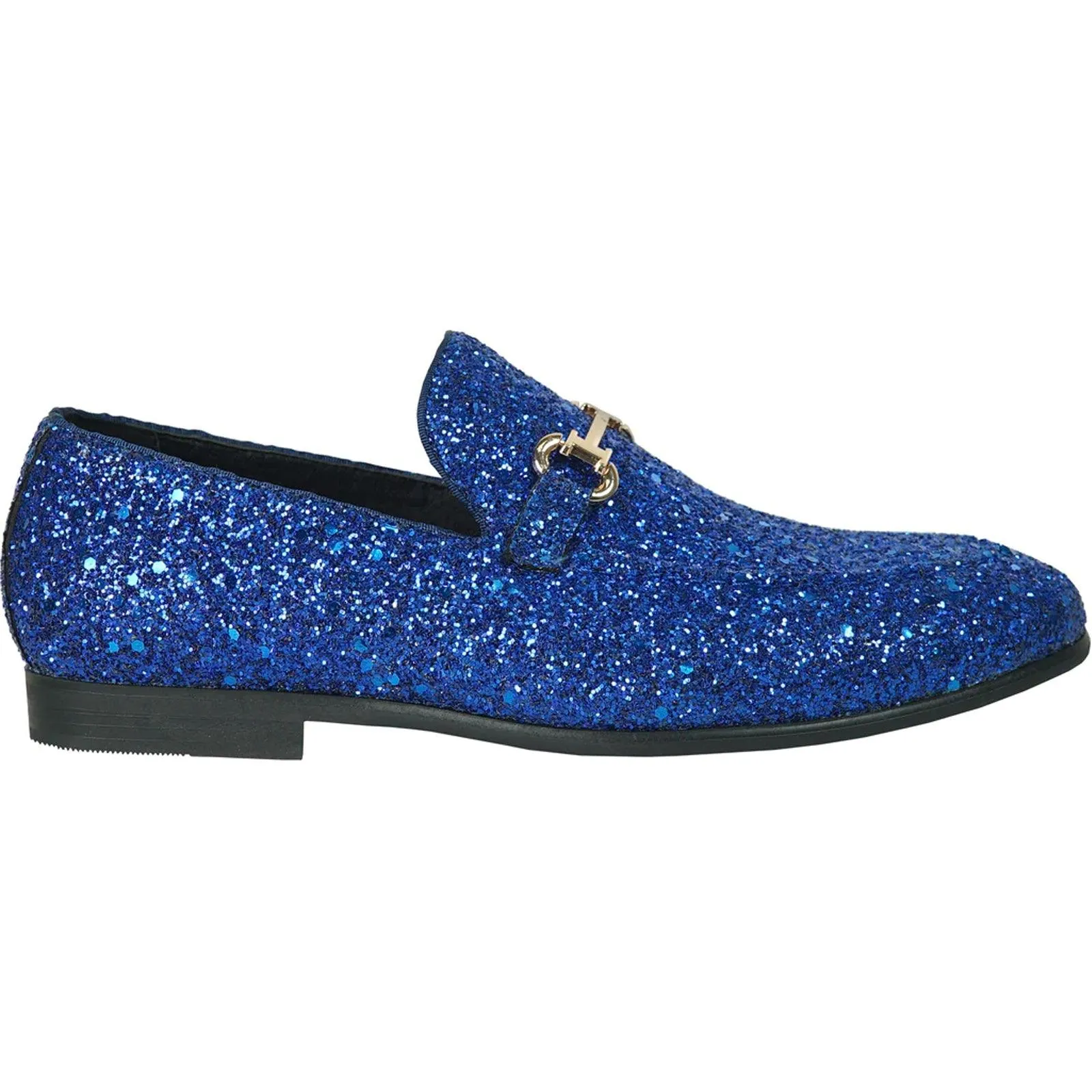 Royal Blue Tuxedo Buckle Loafer | Bravo Menswear | Glittering Sequin Finish