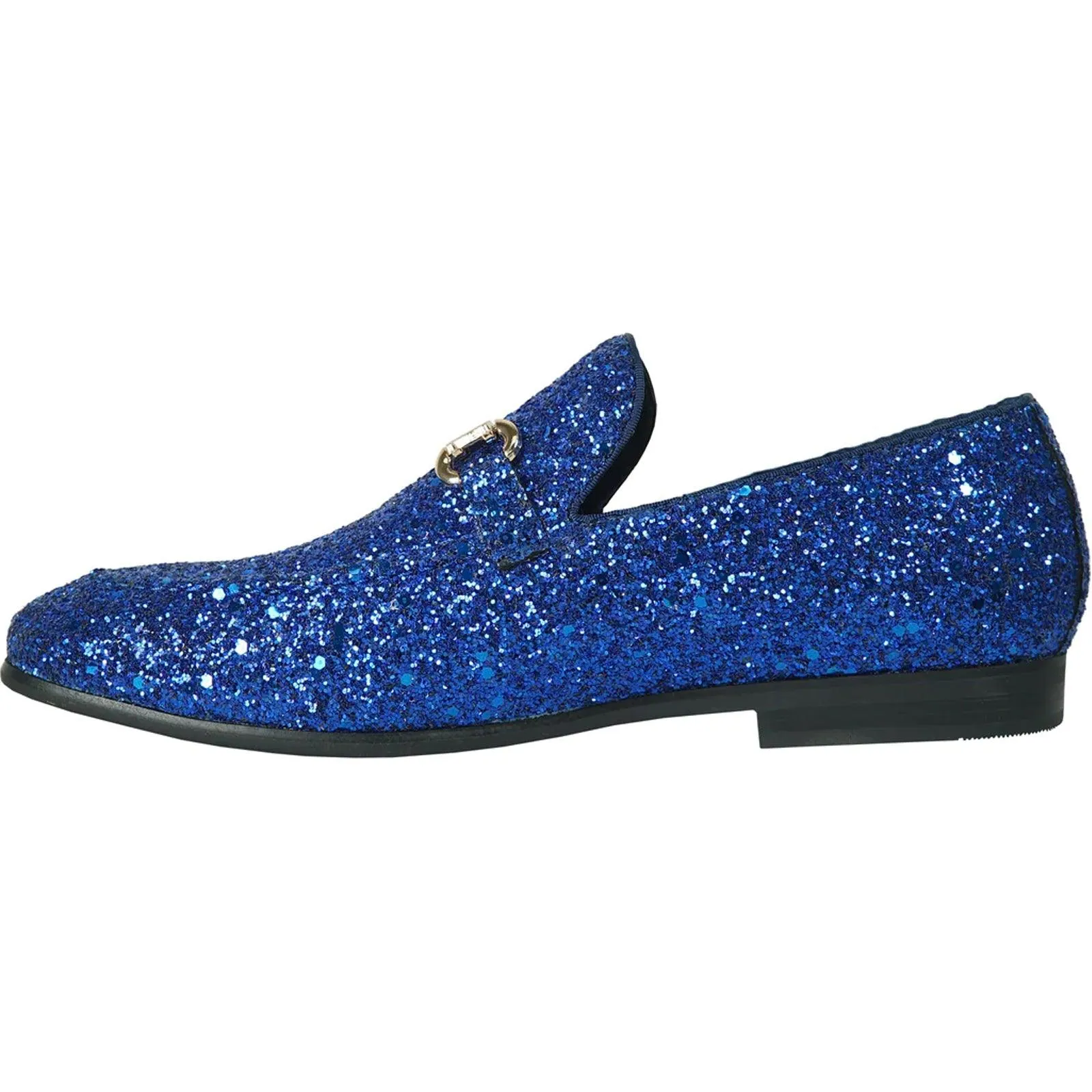 Royal Blue Tuxedo Buckle Loafer | Bravo Menswear | Glittering Sequin Finish