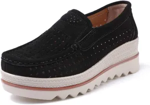 Ruiatoo Womens Slip on Loafers Comfortable Thick Soft Platform Shoes Business Casual Walking Shoes