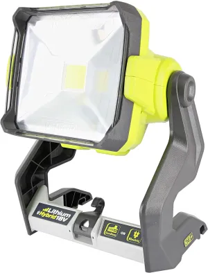 Ryobi P721 One  1,800 Lumen 18V Hybrid AC and Lithium Ion Powered Flat Standing LED Work Light with Onboard Mounting Options (Battery and Extension Cord Not Included, Light Only)