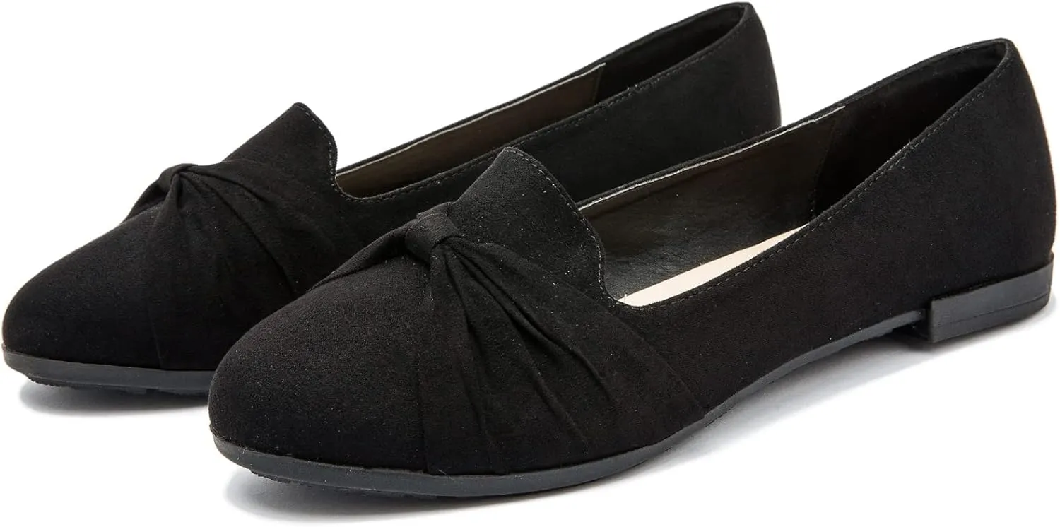 Saidoteto Women's Ballet Flats, Comfortable Round Toe Slip On Flat Shoes Classic Suede Office Dress Shoes for Work