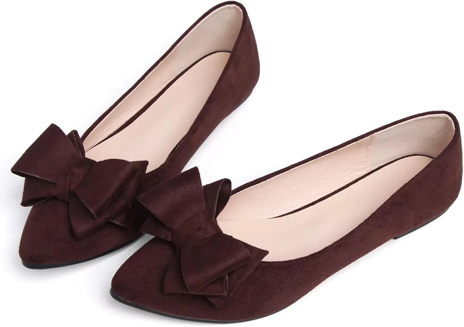 SAILING LU Bow-Knot Ballet Flats for Women Pointed Toe Crystals Wedding Shoes Comfort Light Weight Loafers