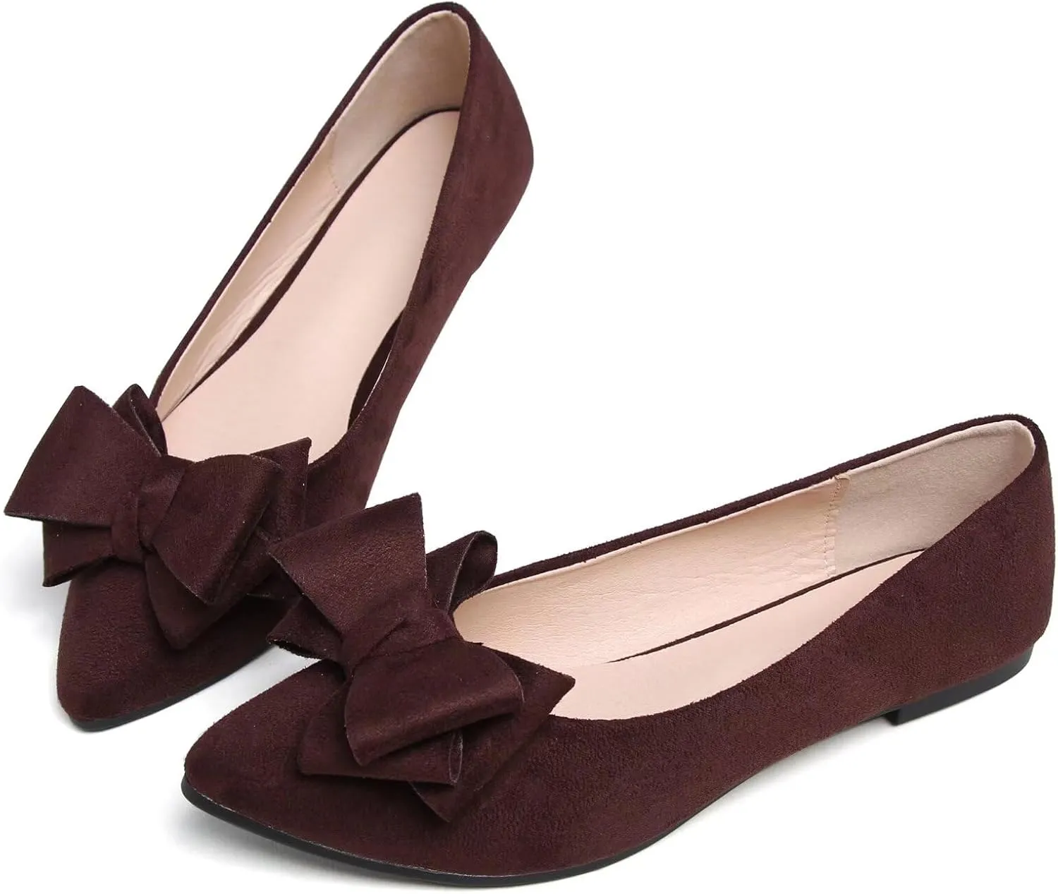 SAILING LU Bow-Knot Ballet Flats for Women Pointed Toe Crystals Wedding Shoes Comfort Light Weight Loafers