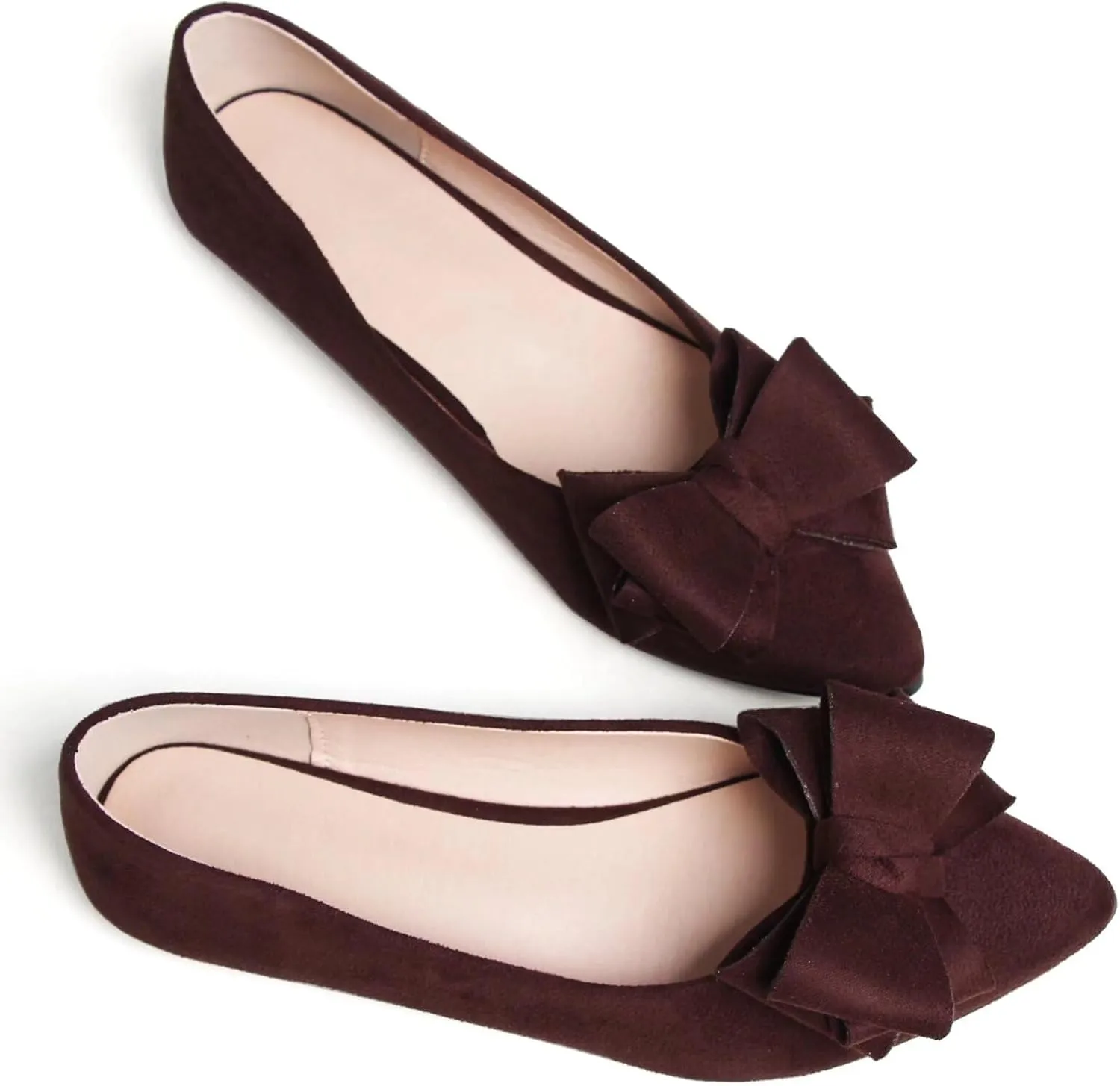SAILING LU Bow-Knot Ballet Flats for Women Pointed Toe Crystals Wedding Shoes Comfort Light Weight Loafers