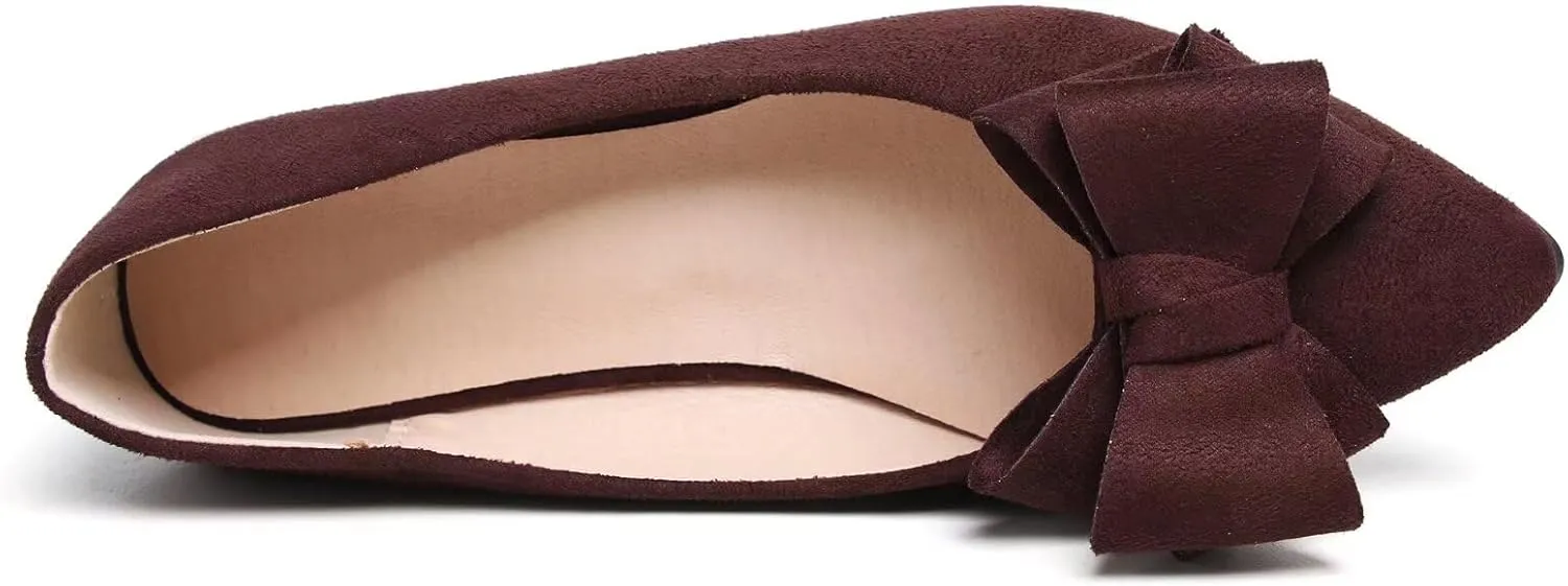 SAILING LU Bow-Knot Ballet Flats for Women Pointed Toe Crystals Wedding Shoes Comfort Light Weight Loafers