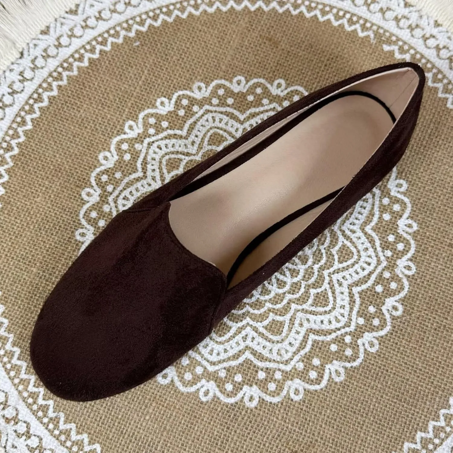 SAILING LU Women Pointed Toe Ballets Flats Faux Suede Comfortable Soft Ballet Walking Shoes Dressy Slip-on Ballerina Shoes