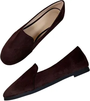 SAILING LU Women Pointed Toe Ballets Flats Faux Suede Comfortable Soft Ballet Walking Shoes Dressy Slip-on Ballerina Shoes