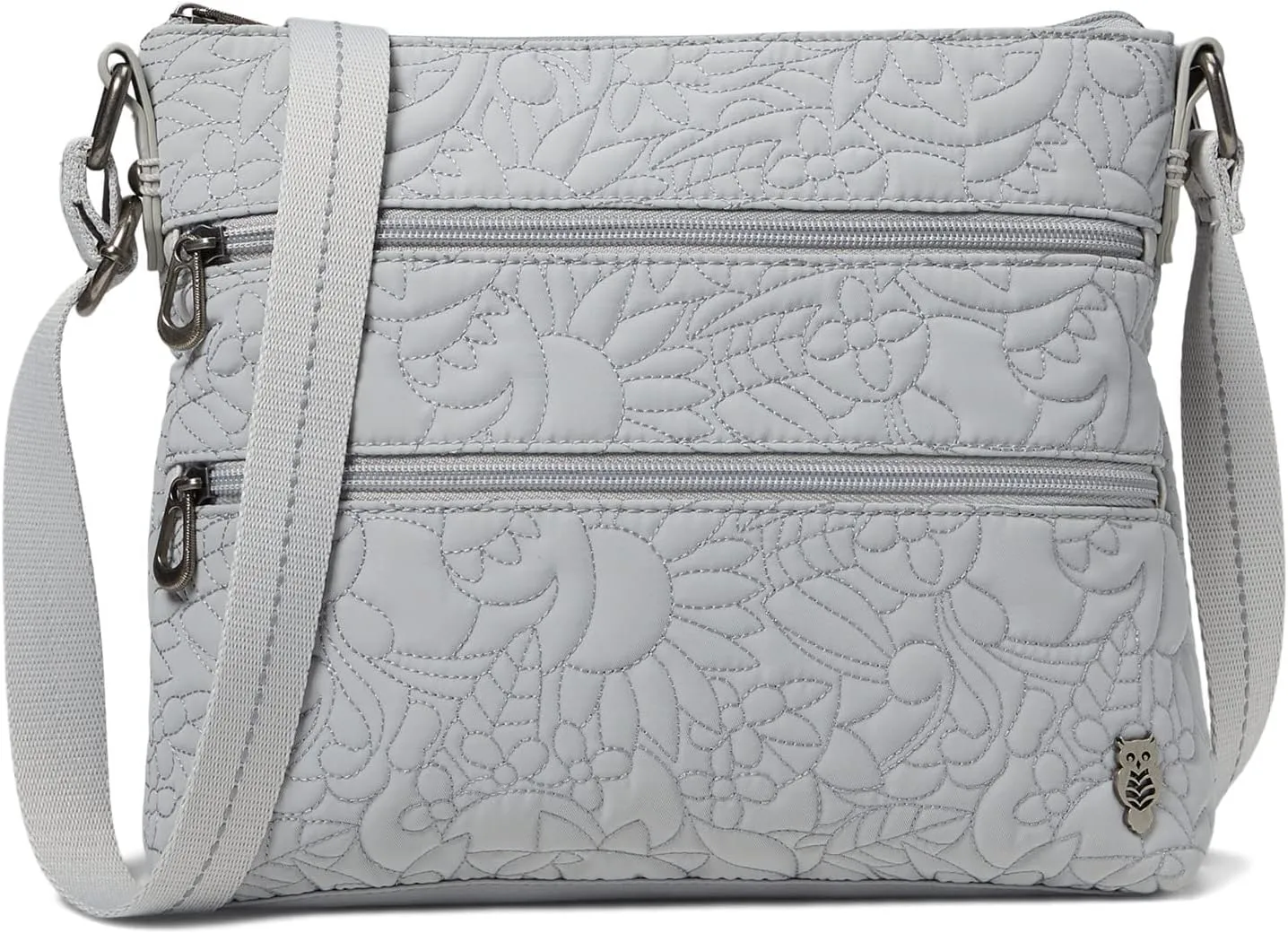 Sakroots Basic Crossbody in Eco-Twill with Adjustable Strap, Light Grey Spirit Desert Quilted