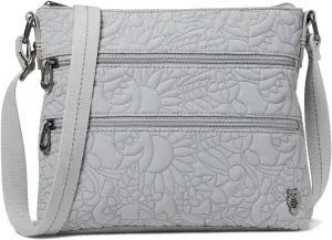 Sakroots Basic Crossbody in Eco-Twill with Adjustable Strap, Light Grey Spirit Desert Quilted