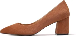 SAMMITOP Women's Chunky Block Pumps Closed Toe Slip On Heels Business Office Classic Dress Shoes