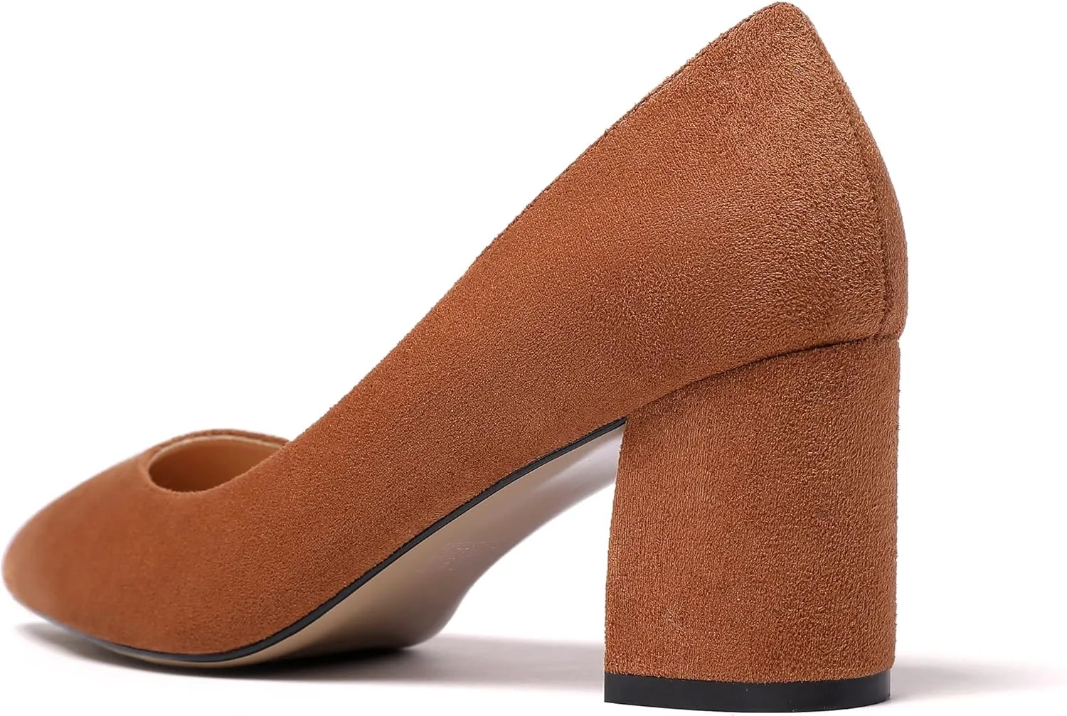 SAMMITOP Women's Chunky Block Pumps Closed Toe Slip On Heels Business Office Classic Dress Shoes