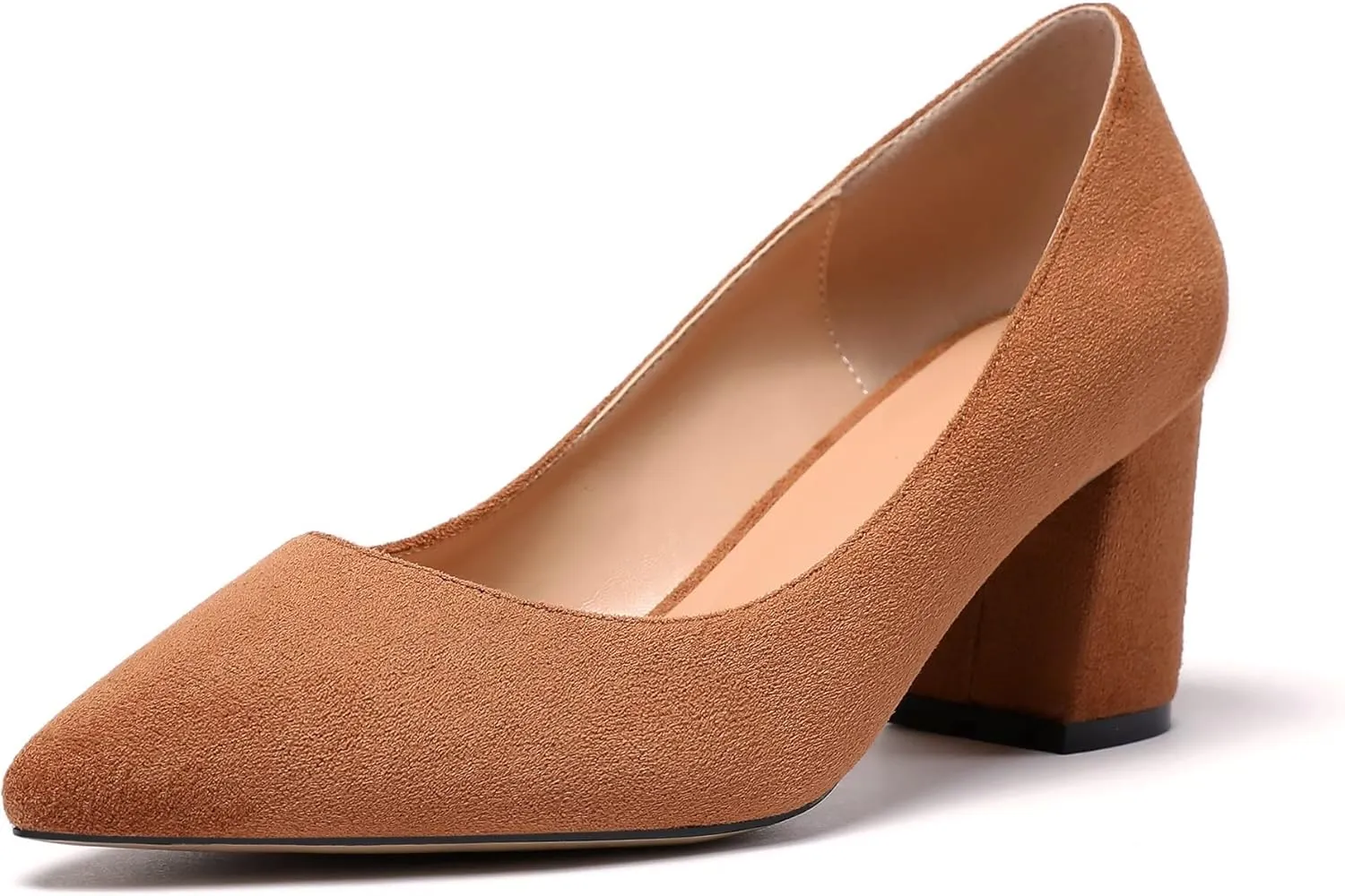 SAMMITOP Women's Chunky Block Pumps Closed Toe Slip On Heels Business Office Classic Dress Shoes