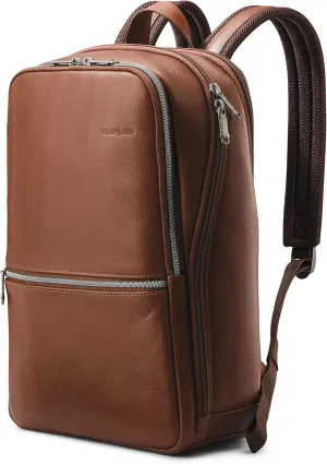 Samsonite Classic Leather Slim Backpack, Cognac , One Size