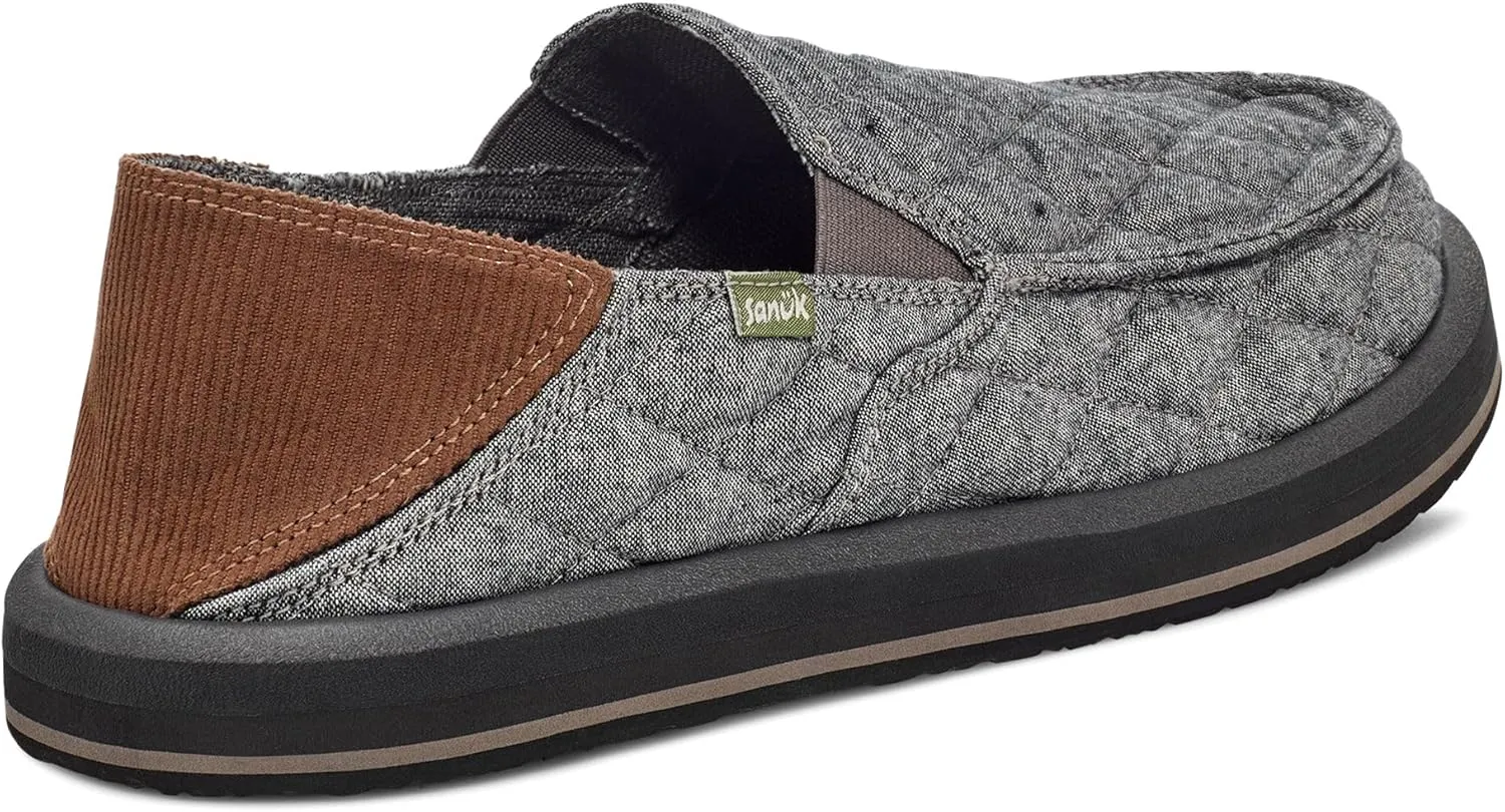 Sanuk Mens Donny Quilted Loafers for Men | Mens Shoes | Slip On Shoes for Men | Men's Slip-on Loafers | Memory Foam Footbed