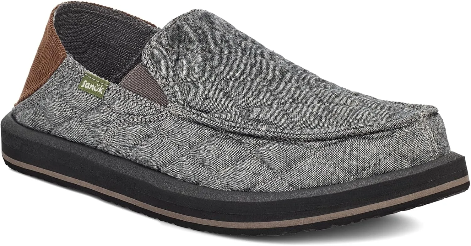 Sanuk Mens Donny Quilted Loafers for Men | Mens Shoes | Slip On Shoes for Men | Men's Slip-on Loafers | Memory Foam Footbed