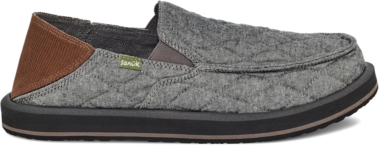 Sanuk Mens Donny Quilted Loafers for Men | Mens Shoes | Slip On Shoes for Men | Men's Slip-on Loafers | Memory Foam Footbed