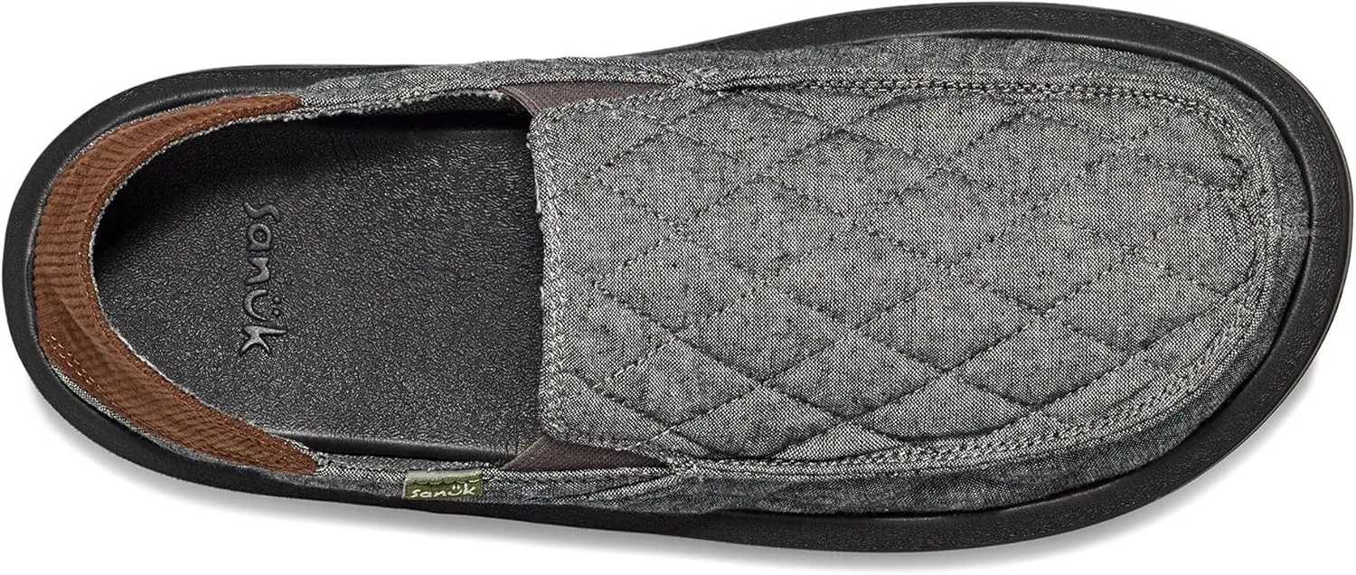 Sanuk Mens Donny Quilted Loafers for Men | Mens Shoes | Slip On Shoes for Men | Men's Slip-on Loafers | Memory Foam Footbed