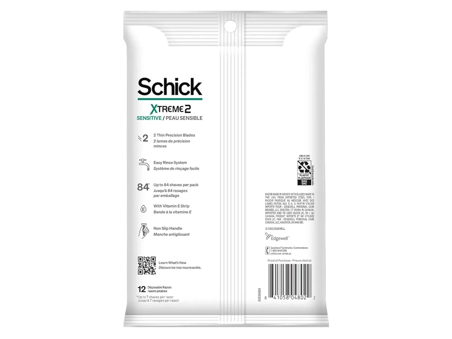 Schick Slim Twin Disposable Razor, Sensitive, 12 ct
