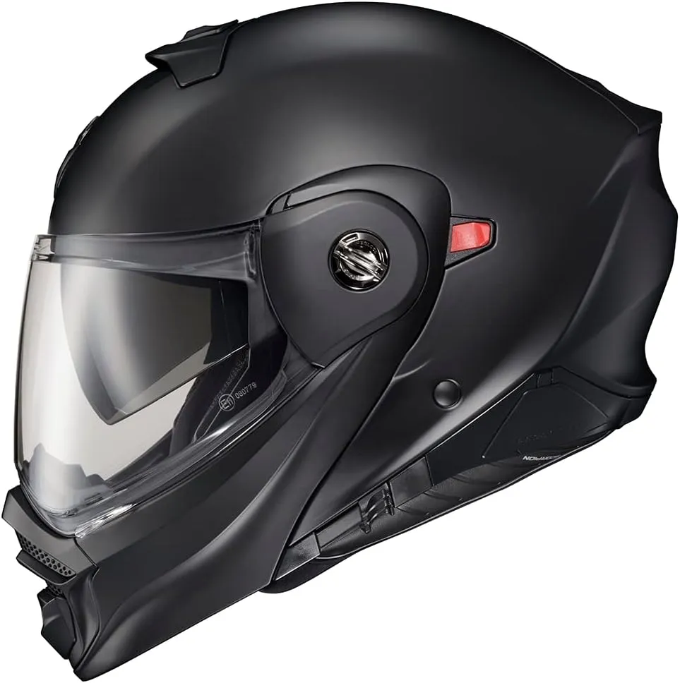 ScorpionEXO AT960 Modular Adventure Street Adult Motorcycle Helmet with Bluetooth Ready Speaker Pockets DOT ECE Approved (Solid Matte Black Large)