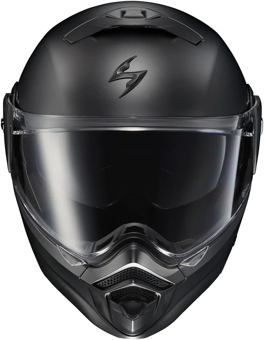 ScorpionEXO AT960 Modular Adventure Street Adult Motorcycle Helmet with Bluetooth Ready Speaker Pockets DOT ECE Approved (Solid Matte Black Large)