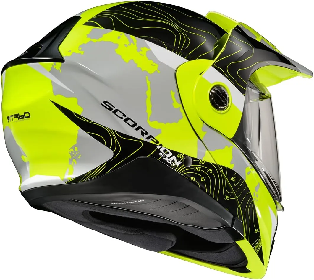 ScorpionEXO AT960 Modular Adventure Street Adult Motorcycle Helmet with Bluetooth Ready Speaker Pockets DOT ECE Approved (Topographic Black Large)
