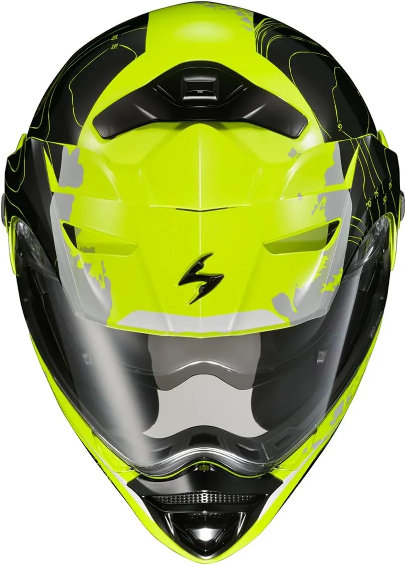 ScorpionEXO AT960 Modular Adventure Street Adult Motorcycle Helmet with Bluetooth Ready Speaker Pockets DOT ECE Approved (Topographic Black Large)