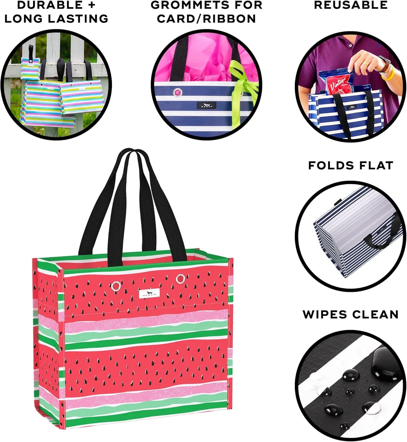 SCOUT Large Package Gift Bag, Large Reusable Gift Bag Measuring 13.5" x 12" x 6"