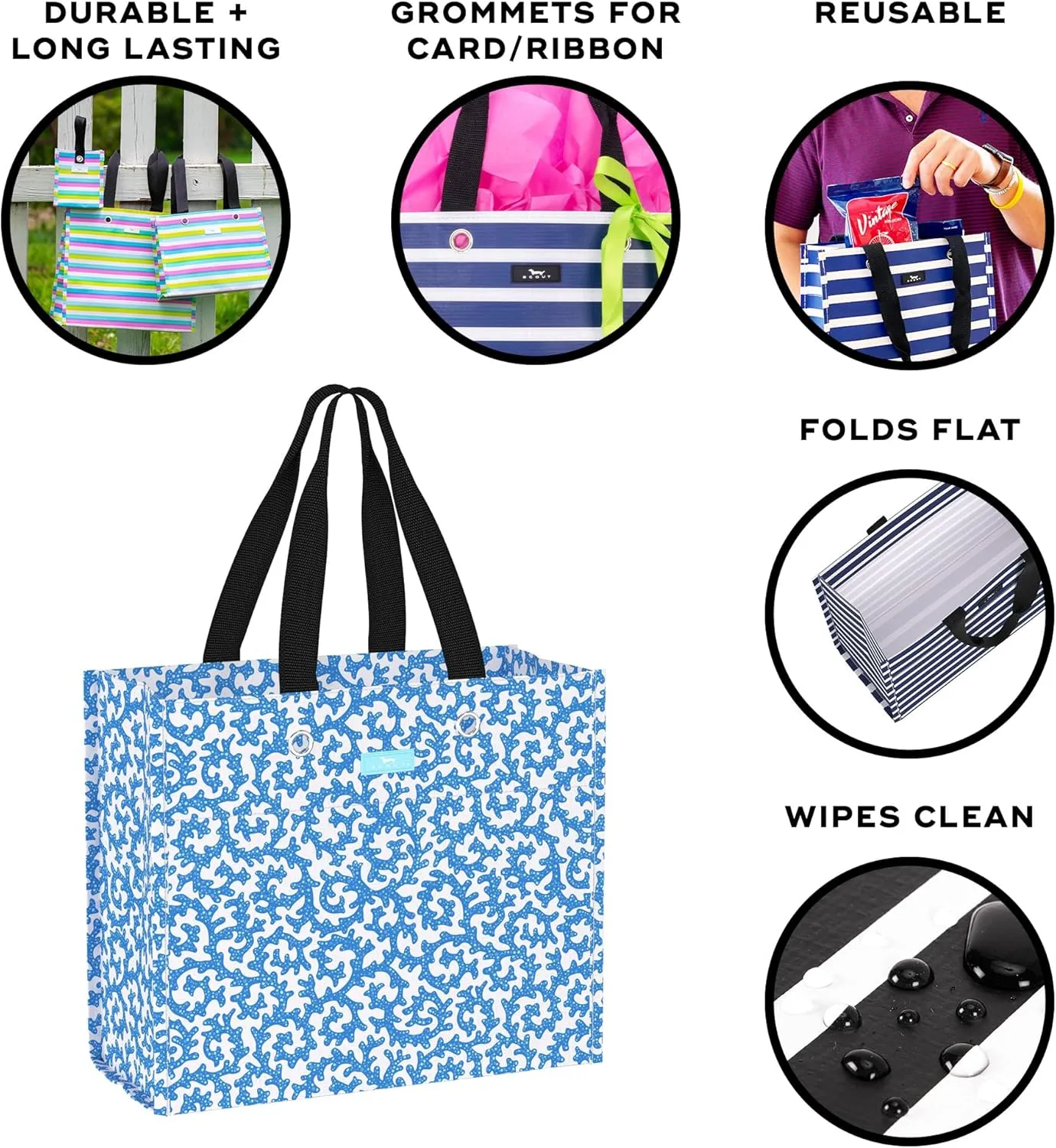 SCOUT Large Package Gift Bag, Large Reusable Gift Bag Measuring 13.5" x 12" x 6"