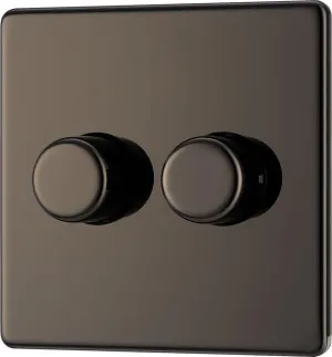 Screwless Flatplate 400W Double Dimmer Switch, 2-Way Push On/Off