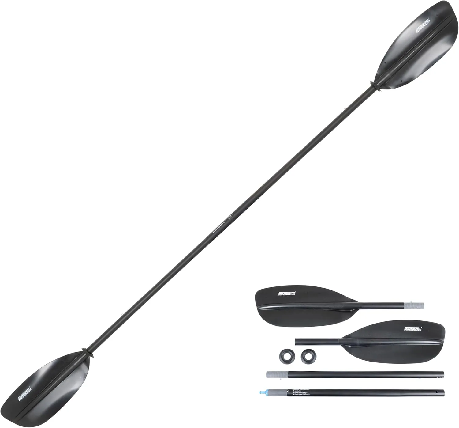 Sea Eagle AB50 8' 4 Part Double Ended Kayak and SUP Paddle with Carbon-Fiberglass Shaft and Asymmetrical Spoon Blades