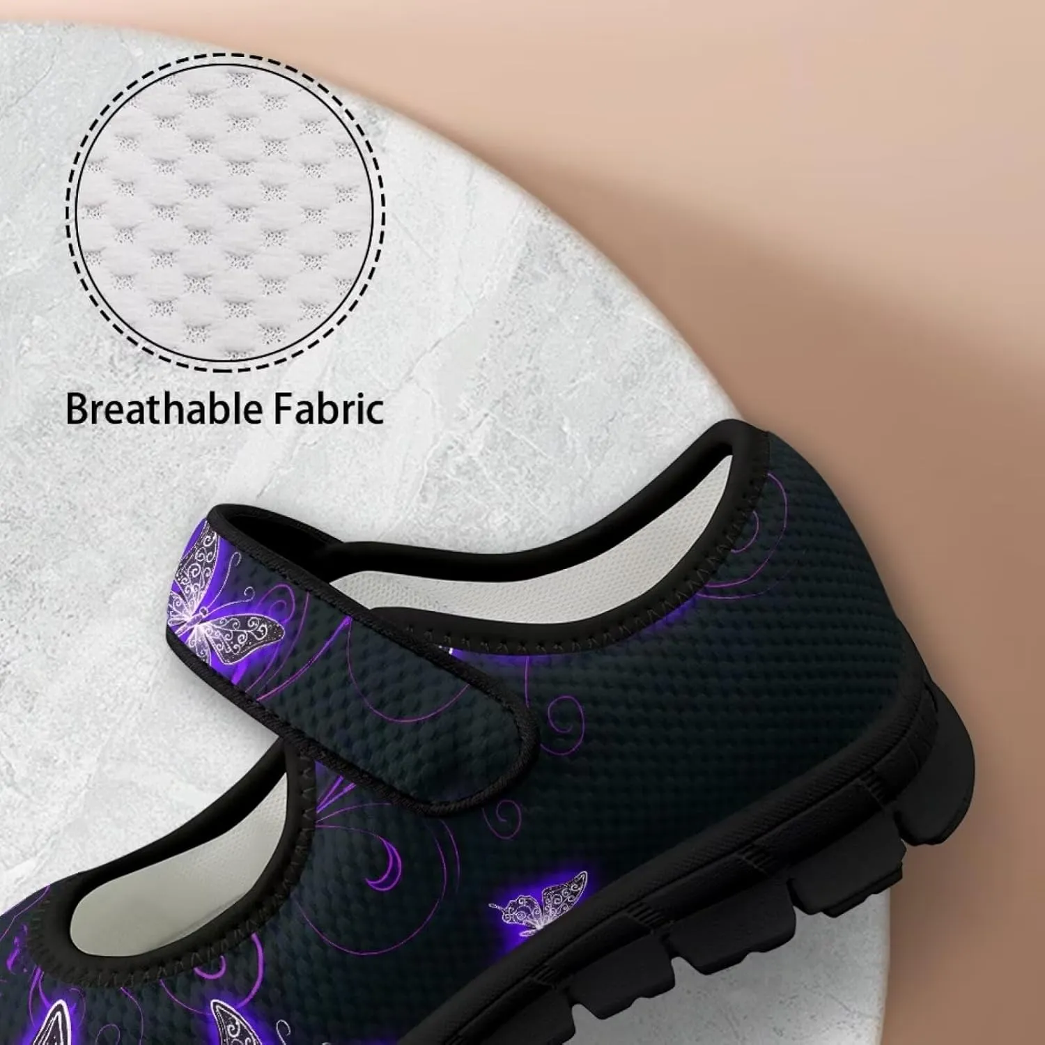 Sea Turtle Print Womens Mary Jane Shoes Magic Sticker Lightweight Breathable Anti Slip Casual Sneaker