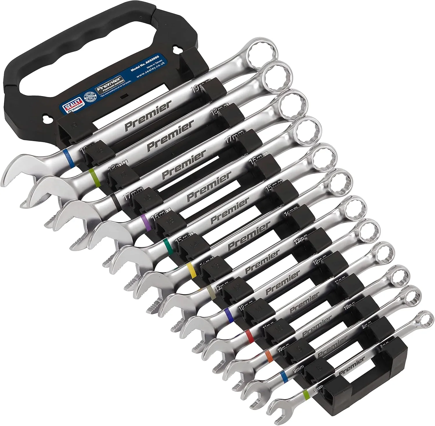 Sealey Combination Spanner Set Anti-Slip, 12pc Metric - Platinum Series - AK63950