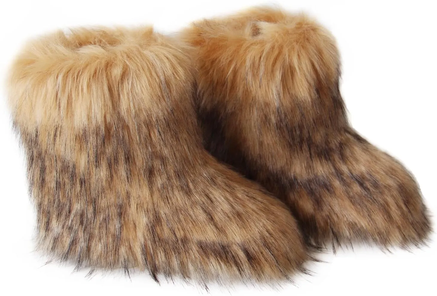 Sedutmo Women's Furry Winter Ankle Snow Boots Fluffy Cuff Collar Flat Shoes