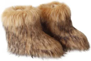 Sedutmo Women's Furry Winter Ankle Snow Boots Fluffy Cuff Collar Flat Shoes