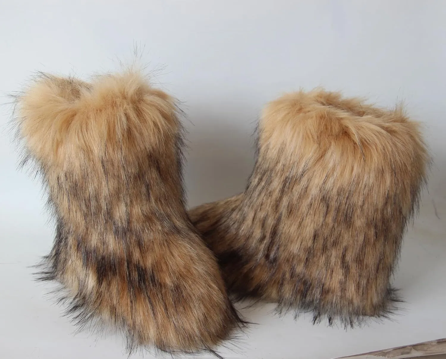 Sedutmo Women's Furry Winter Ankle Snow Boots Fluffy Cuff Collar Flat Shoes