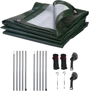 Shade Net 2/3/4/5M Car Side Awning with Pole Outdoor Camping Tent Tarp Canopy Shade Sun Shelter Garden Sunshade net(D,2x3M)