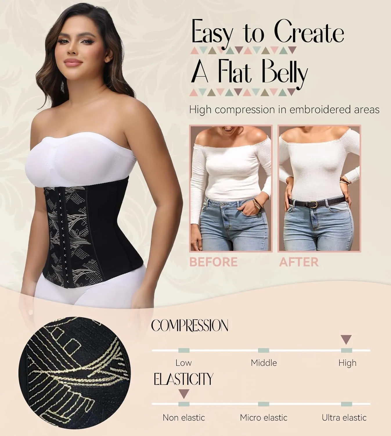 SHAPSHE Waist Trainer for Women Tummy Control Corset Waist Cincher Shapewear Workout Underbust Faja Body Shaper