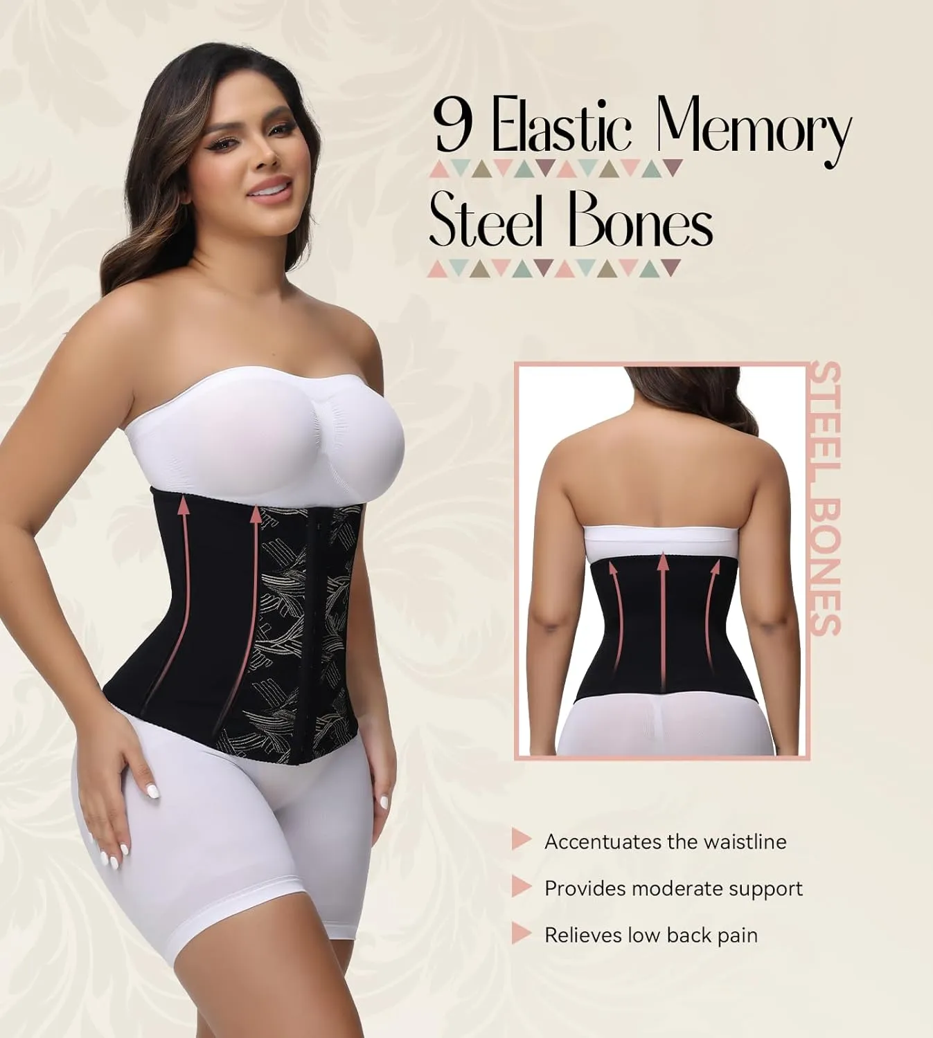 SHAPSHE Waist Trainer for Women Tummy Control Corset Waist Cincher Shapewear Workout Underbust Faja Body Shaper