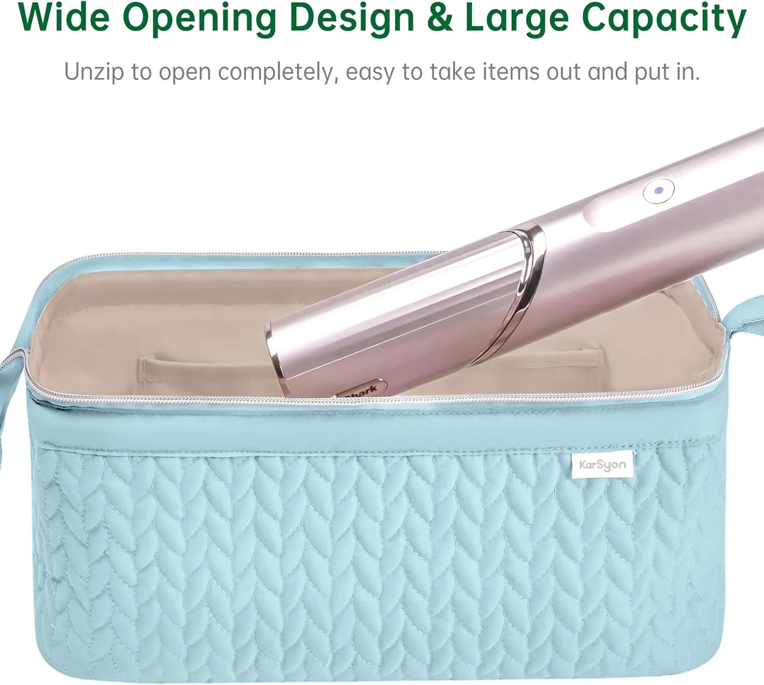 Shark Flex Style Case for Airwrap Hair Dryer Brush Revlon Hair Tools Travel Bag Carrying Case Flat Curling Iron Organizer (Light Blue)