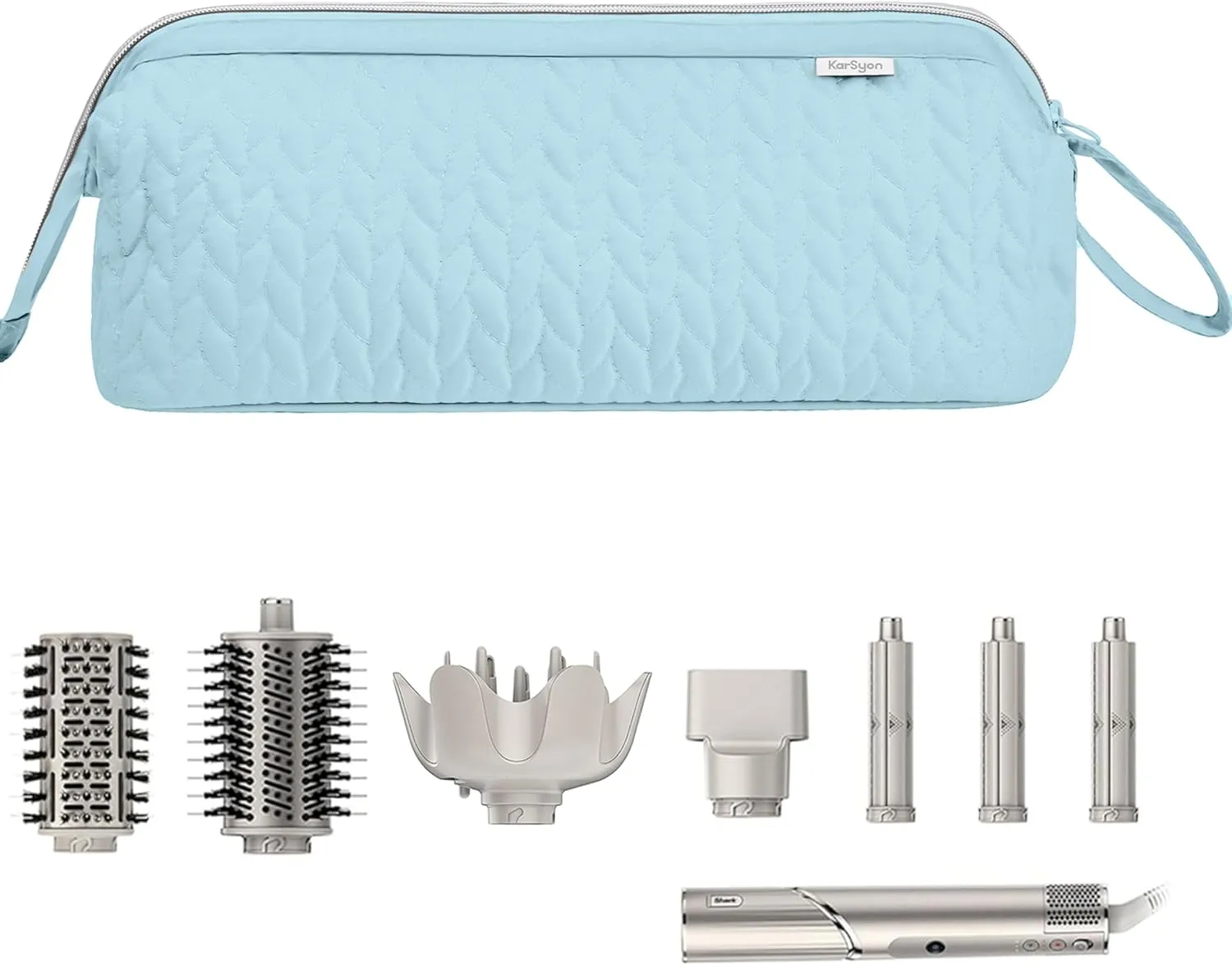Shark Flex Style Case for Airwrap Hair Dryer Brush Revlon Hair Tools Travel Bag Carrying Case Flat Curling Iron Organizer (Light Blue)