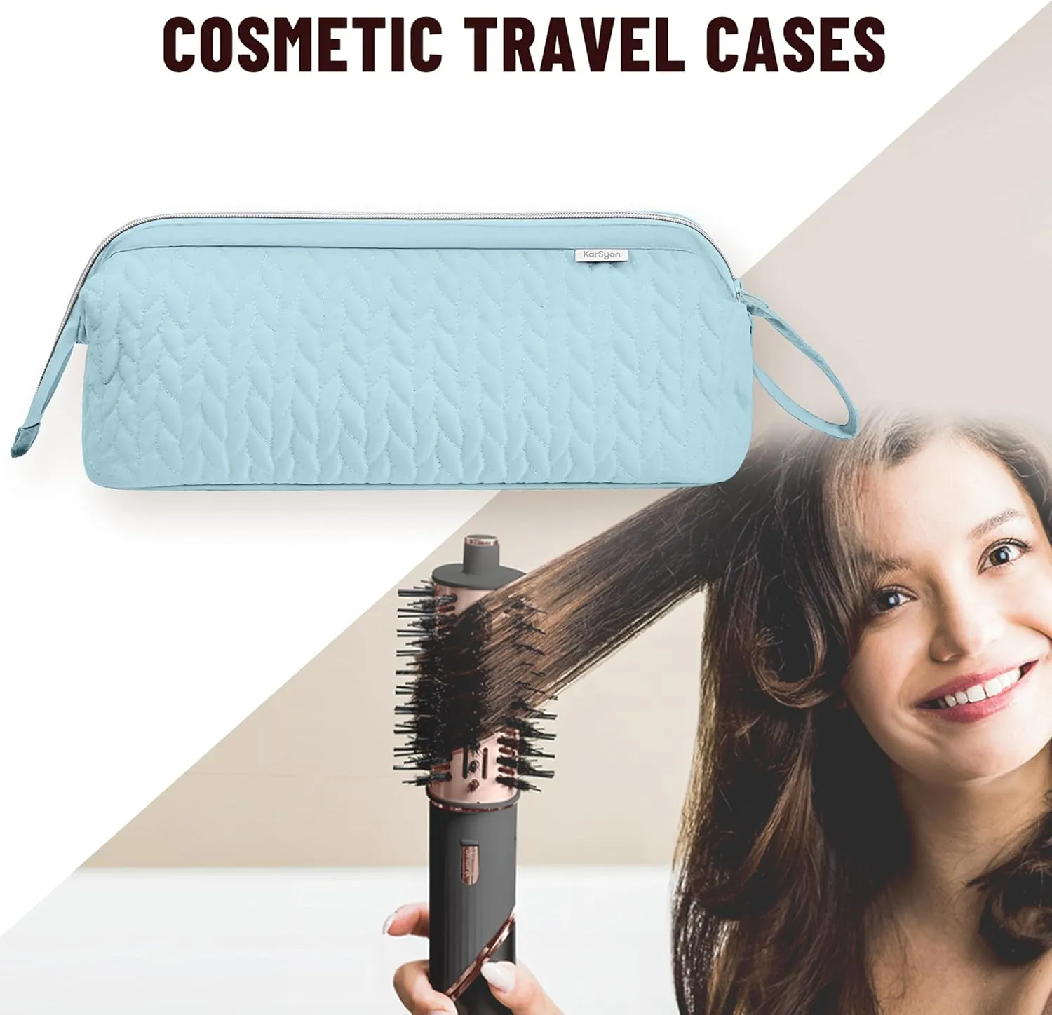 Shark Flex Style Case for Airwrap Hair Dryer Brush Revlon Hair Tools Travel Bag Carrying Case Flat Curling Iron Organizer (Light Blue)
