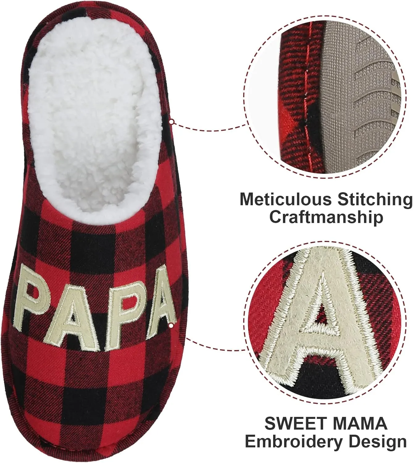 shevalues Best Mama Papa House Slippers for Mom and Dad from Daughter Son, Memory Foam Indoor Slippers for Women Men