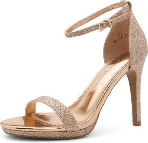Shoe Land SL-Lovering Women's High Heels Ankle Strap Stilettos, Round Open Toe Strappy Dressy Heeled Sandals – Sexy Heels for Prom Wedding Party and Bridal