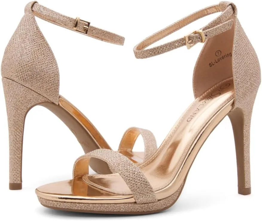 Shoe Land SL-Lovering Women's High Heels Ankle Strap Stilettos, Round Open Toe Strappy Dressy Heeled Sandals – Sexy Heels for Prom Wedding Party and Bridal