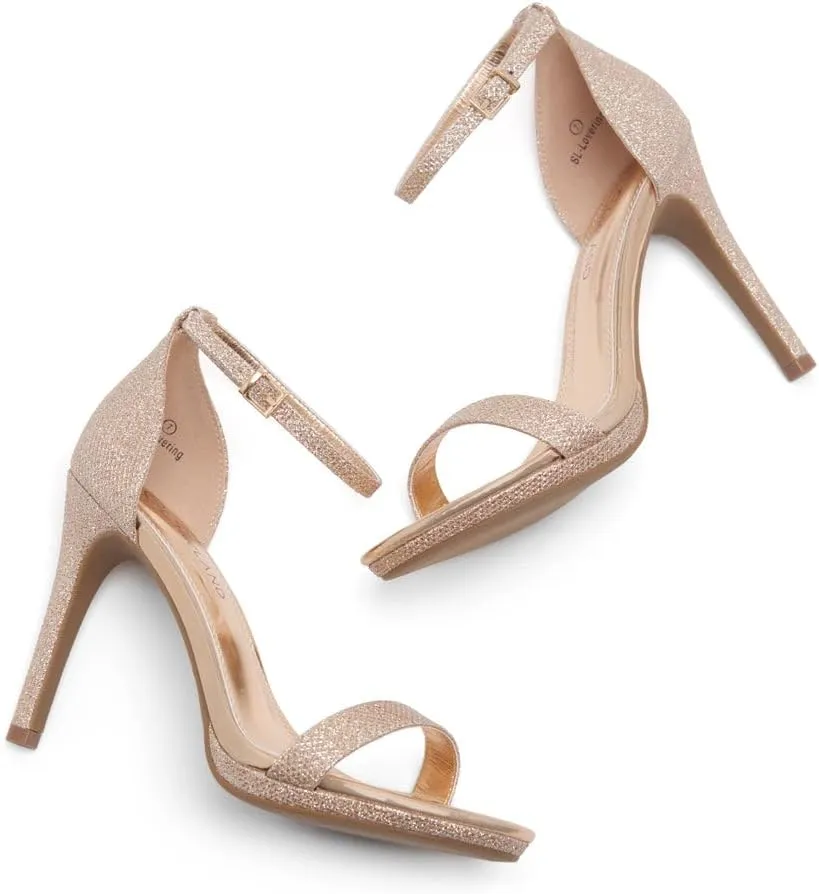 Shoe Land SL-Lovering Women's High Heels Ankle Strap Stilettos, Round Open Toe Strappy Dressy Heeled Sandals – Sexy Heels for Prom Wedding Party and Bridal