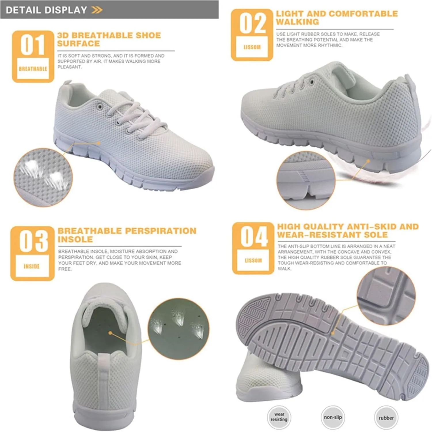 Shoes for Women Men Non Slip Outdoor Running Sneaker Tennis Shoes Breathable Mesh Causal Travel Walking Flat Shoes