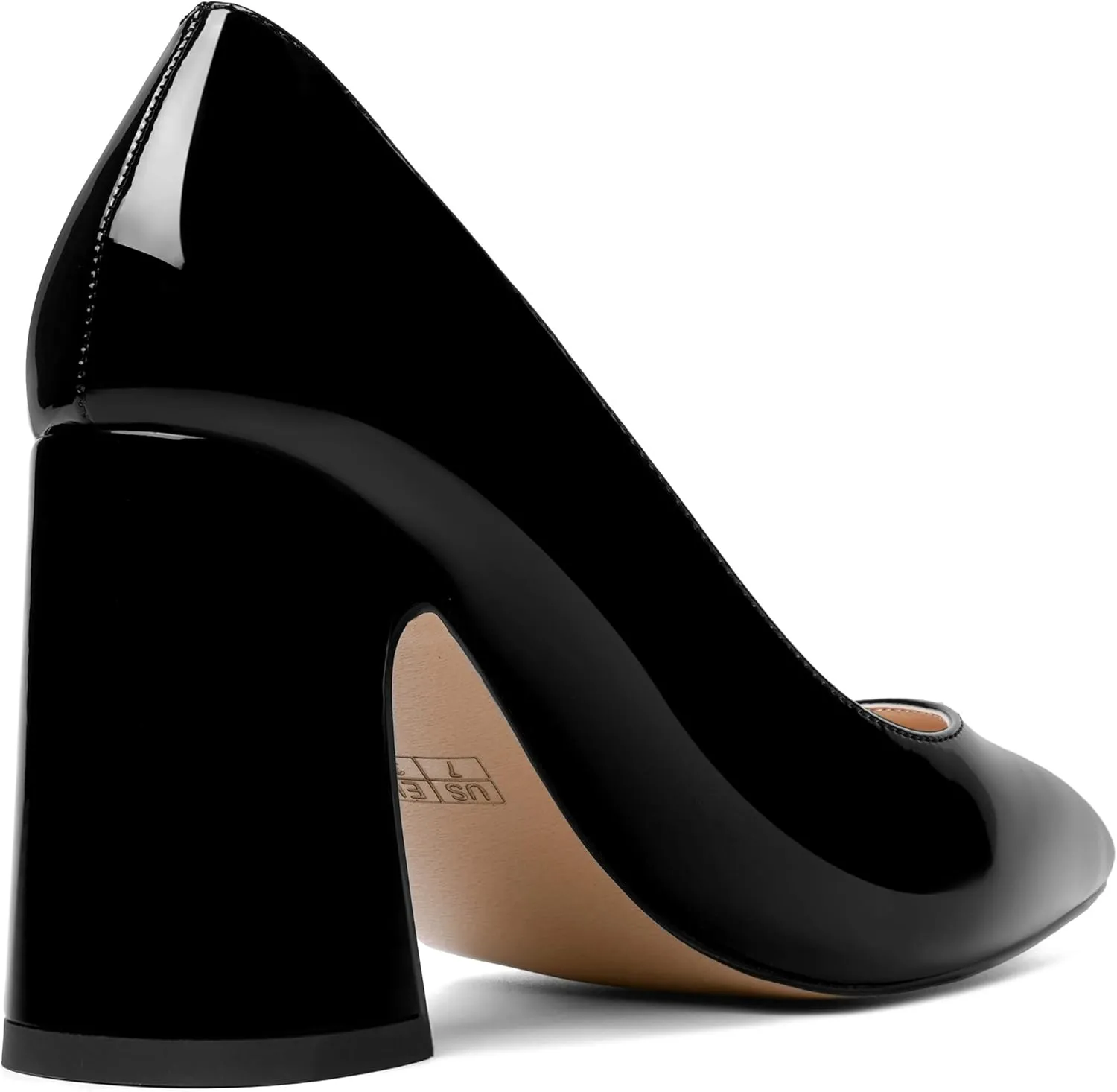 SHOWFOREST Womens Dating Pointed Toe Patent Dress Slip On Chunky High Heel Pumps Shoes 3.3 Inch