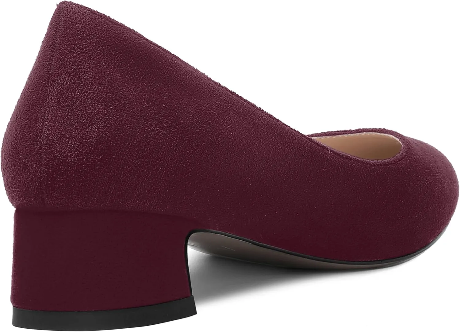 SHOWFOREST Womens Dress Solid Business Suede Round Toe Slip On Chunky Low Heel Pumps Shoes 1.5 Inch