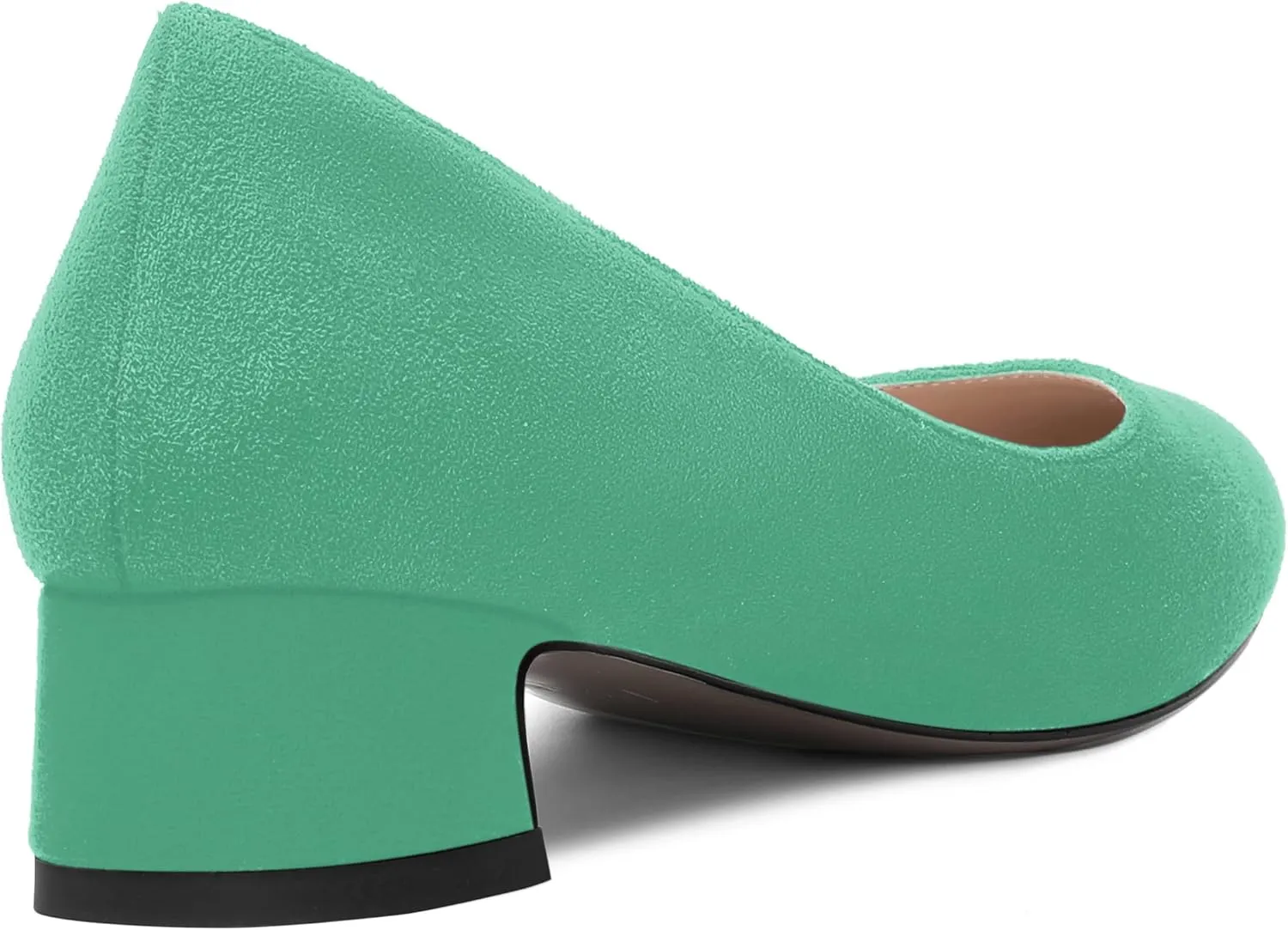 SHOWFOREST Womens Dress Solid Business Suede Round Toe Slip On Chunky Low Heel Pumps Shoes 1.5 Inch